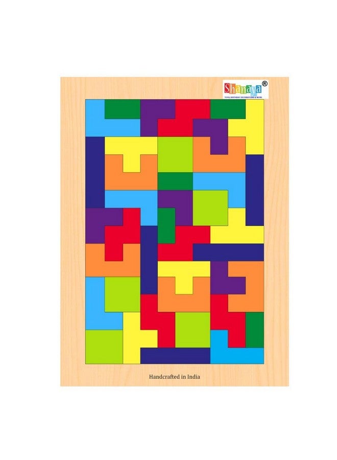 SHANAYA Wooden Blocks Puzzle Brain Teaser Jigsaw Intelligence Colorful 3D Russian Blocks Educational Learning Game Toy for Kids - Image 1
