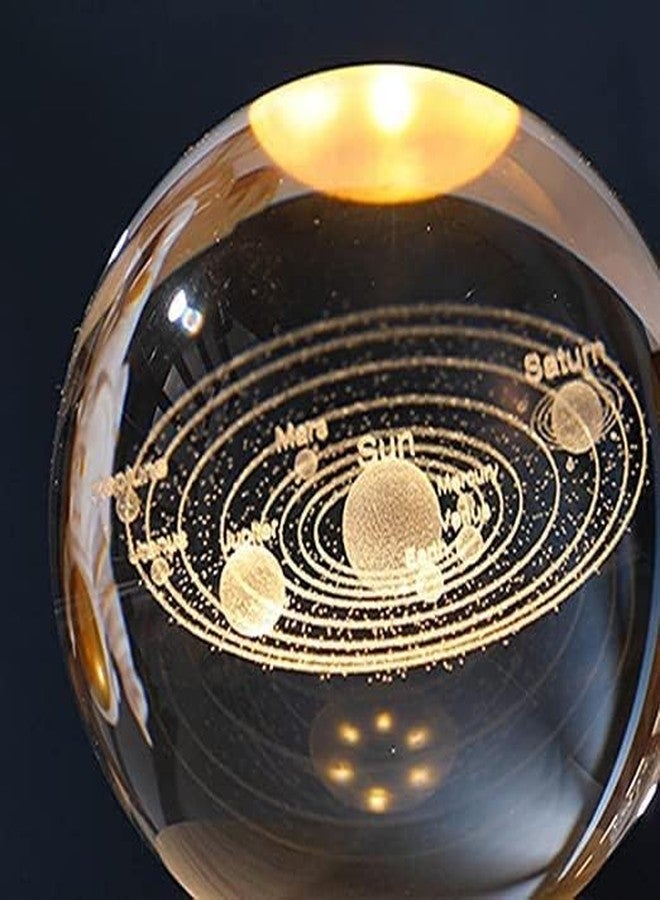 Gra8 3D Crystal Ball Night Light, Space Galaxy Crystal Ball with Wooden Base,3D Engraved Solar System Crystal Ball with LED Light (1 PCS)(Solar System) - Image 3