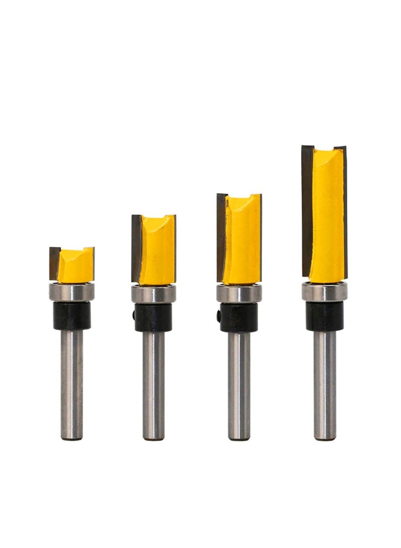 Yakumuz 1/4 Inch Shank Pattern Flush Trim Router Bit Set (4 Sizes) - Image 1