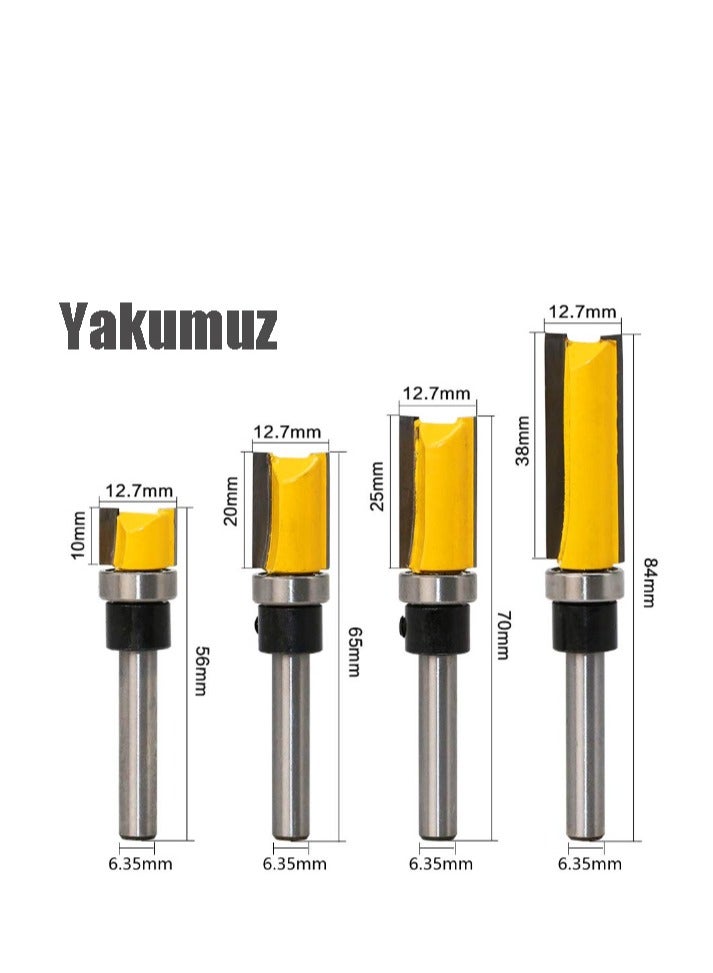 Yakumuz 1/4 Inch Shank Pattern Flush Trim Router Bit Set (4 Sizes) - Image 4