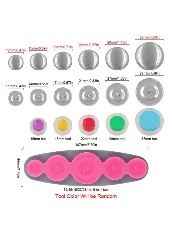 15mm 100 Sets Cover Buttons with Hand Install Tool for DIY Fabric Jackets Coats Leathercraft - Image 2