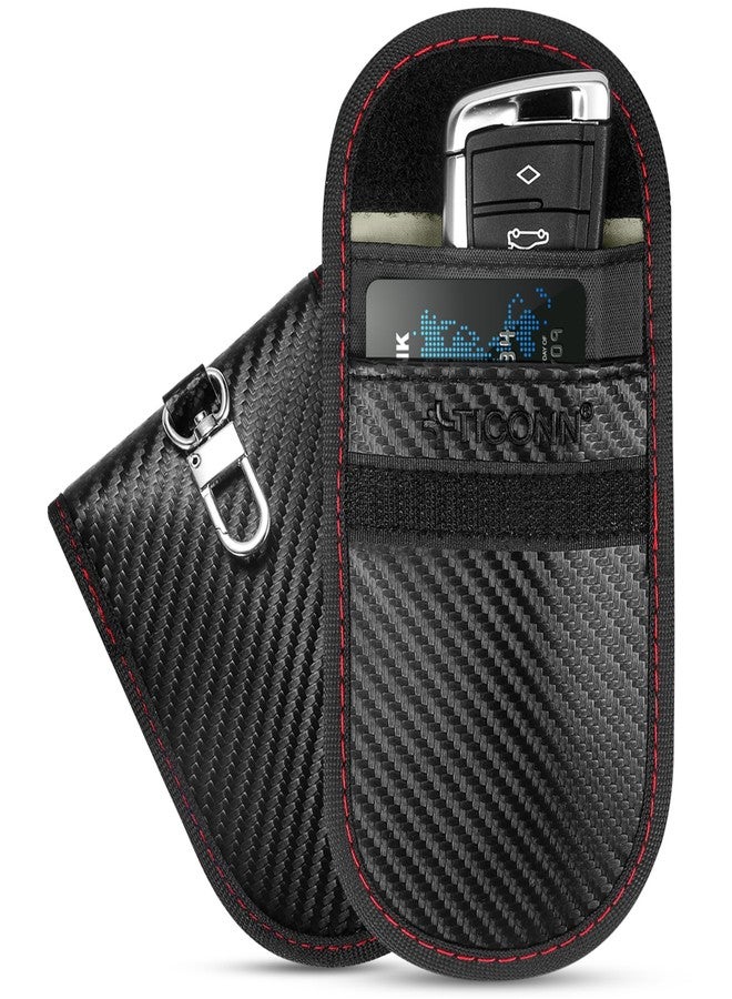 TICONN 2PK Faraday Bag for Key Fob, 3.5''X5.0'' Faraday Cage Protector, Car RFID Signal Blocking, Anti-Theft Pouch Anti-Hacking Case Blocker (Carbon Fiber) - Image 1