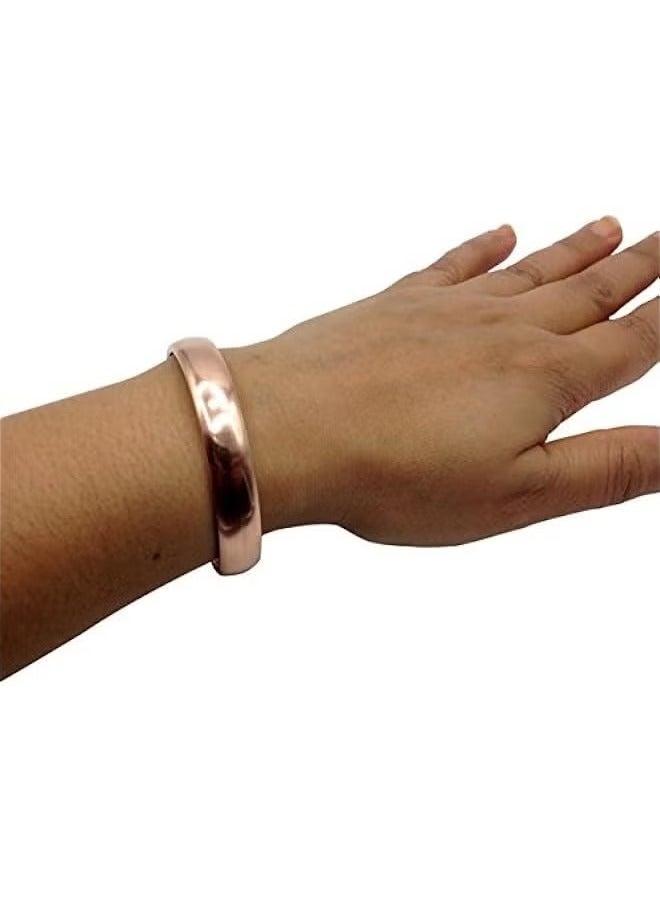 Unisex Hand-Forged Solid Copper Bangle Bracelet, Adjustable - Image 2