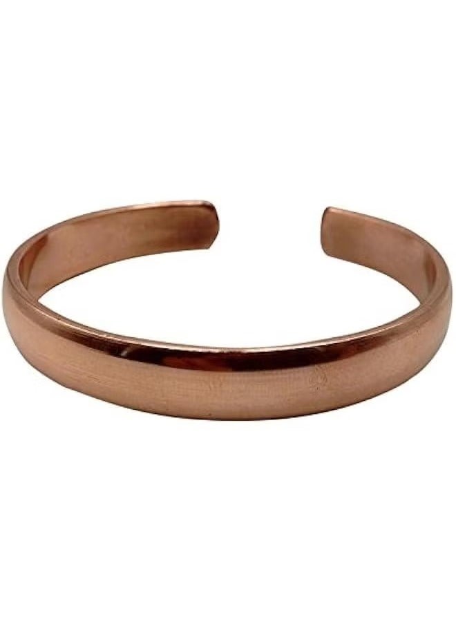 Unisex Hand-Forged Solid Copper Bangle Bracelet, Adjustable - Image 3