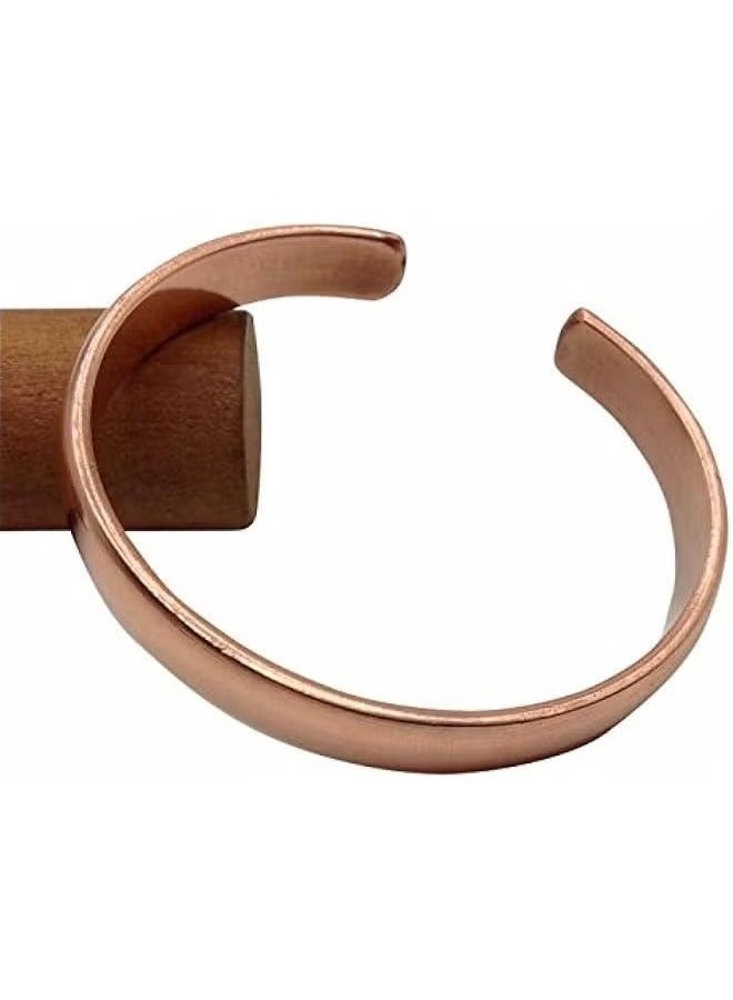 Unisex Hand-Forged Solid Copper Bangle Bracelet, Adjustable - Image 4