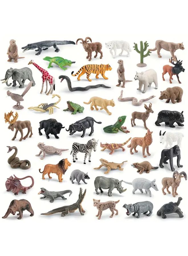 12Pcs Wildlife Animal Models Moose Grizzly Bear Raccoon Elk Cobra Snake Chameleon - Image 2