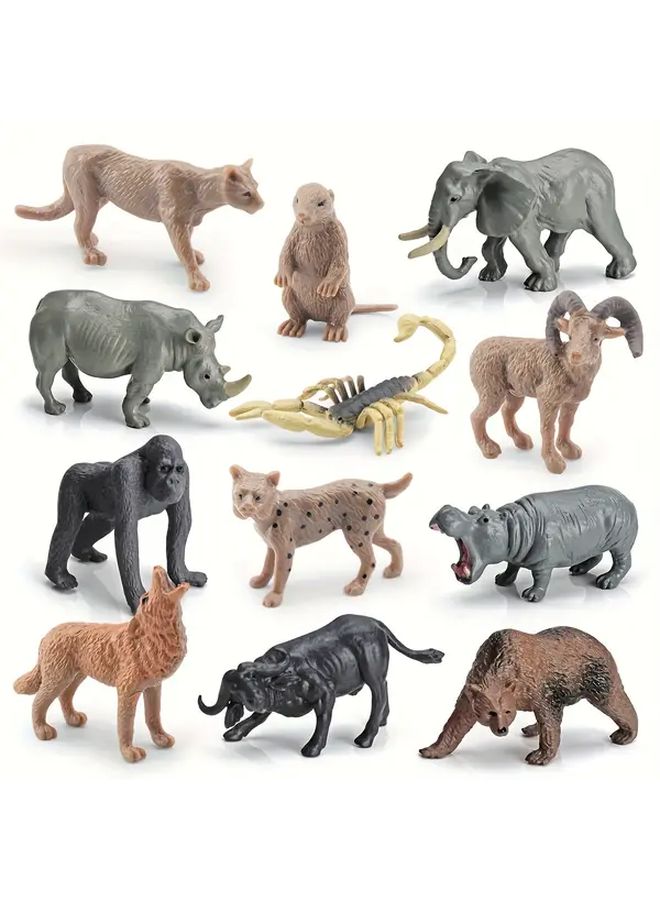 12Pcs Wildlife Animal Models Moose Grizzly Bear Raccoon Elk Cobra Snake Chameleon - Image 4