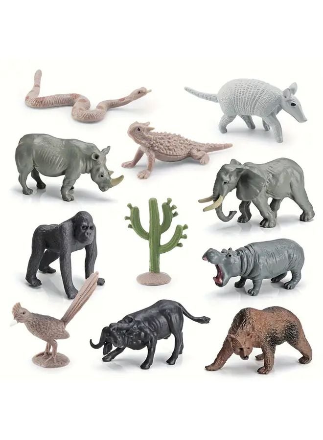 12Pcs Wildlife Animal Models Moose Grizzly Bear Raccoon Elk Cobra Snake Chameleon - Image 5