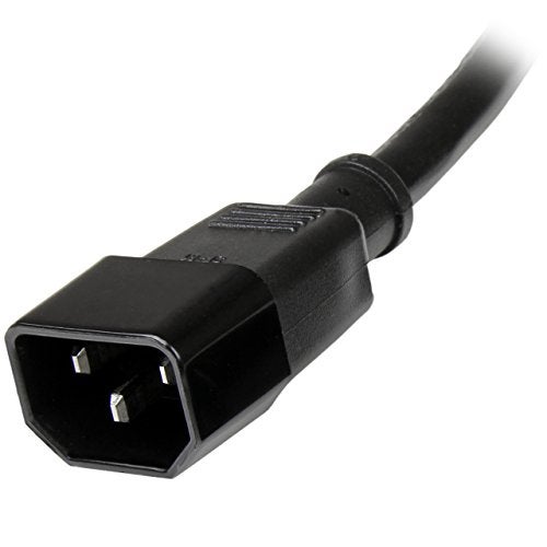 StarTech.com 3ft (1m) Heavy Duty Extension Cord, IEC 320 C14 to IEC 320 C13 Black Extension Cord, 15A 125V, 14AWG, Heavy Gauge Power Extension Cable, Heavy Duty AC Power Cord, UL Listed (PXT100143) - Image 3