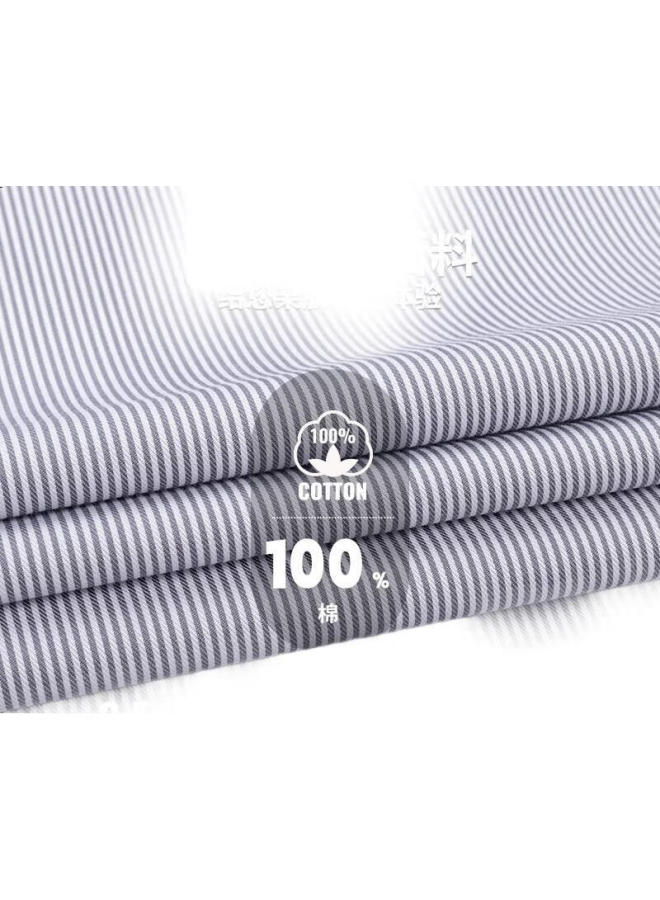 Firs Dp Wrinkle-Free Short-Sleeve Shirt For Men, Pure Cotton Striped Summer Business Formal Wear, All Cotton, Gray Stripes, Size 38 - Image 2