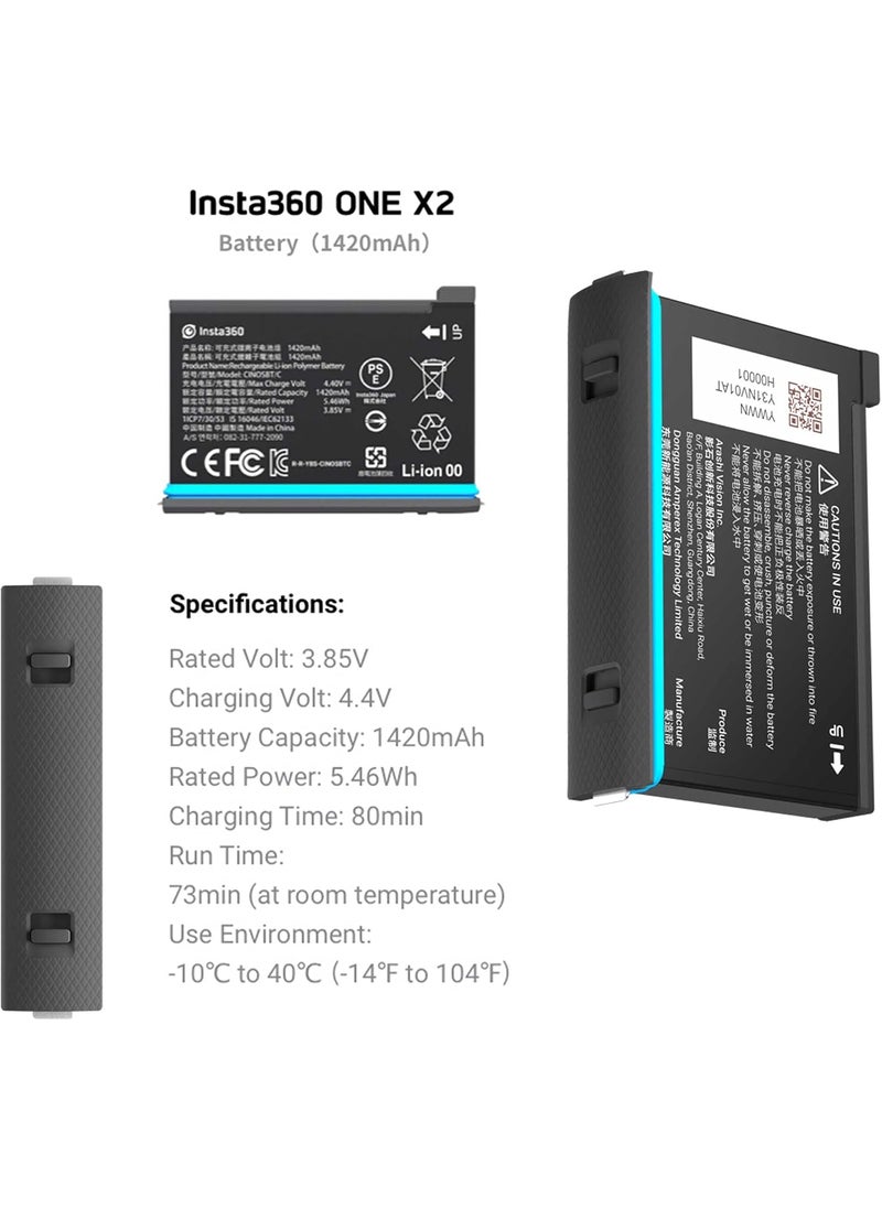 Insta360 Insta360 ONE X2 Battery  Fast Charge Hub Bundle  Includes Fast Charge Hub  2 Batteries 1630mAh for Insta360 ONE X2 360 Camera 3 Items  - Image 5