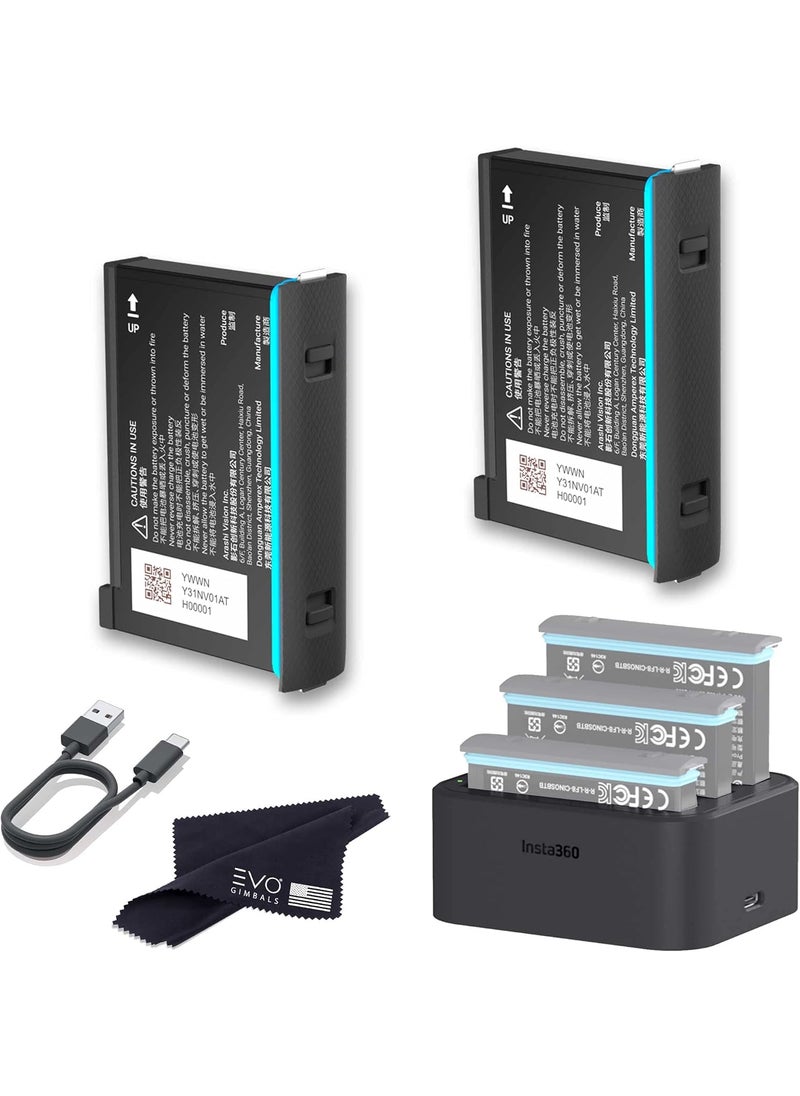 Insta360 Insta360 ONE X2 Battery  Fast Charge Hub Bundle  Includes Fast Charge Hub  2 Batteries 1630mAh for Insta360 ONE X2 360 Camera 3 Items  - Image 1