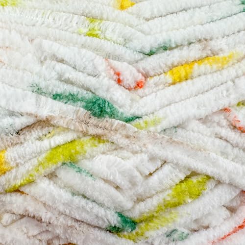 Buvemu Chenille Spots Multicolor Super Bulky Easy Fast Knitting Crocheting Yarn for Amigurmi Plush Toys, Blanket, 100% Micropolyester, 100 gram (3.53 Ounces) 74 Yards (68 Meters) (1, Spots - No.2) - Image 2
