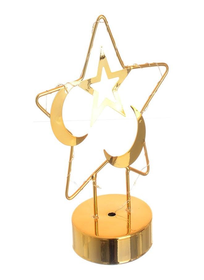 اخر العنقود استاند ديكور نجمه مع إضاءه ليد تعمل بالبطاريه -ذهبي -ديكور رمضان 21.5cm 
