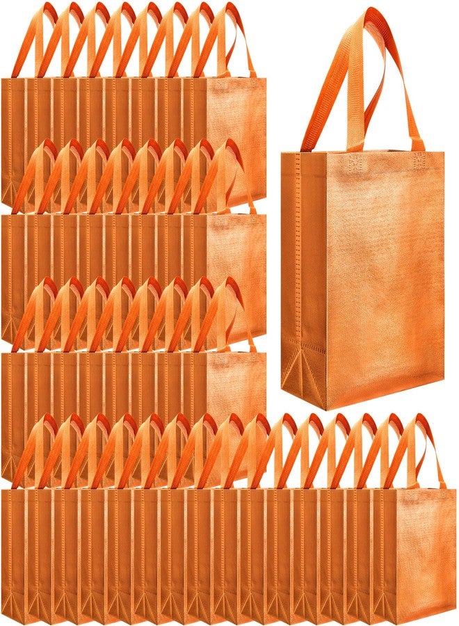 Eccliy 80 Pieces Gift Bags Set Glossy Reusable Tote with Handle Grocery Bags for Wedding, Easter, Valentines, Spring Events, Orange, Medium - Image 1