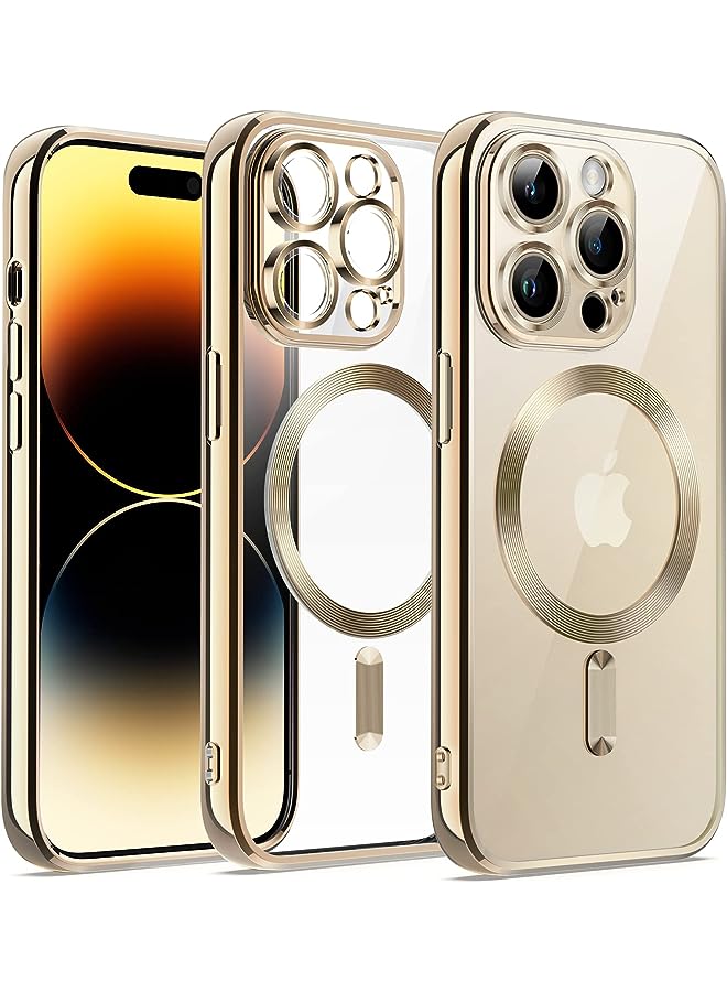Jetech Electroplated Case for iPhone 14 Pro Max 6.7-Inch (NOT FOR iPhone 14 Pro), Camera Lens Full Protection, Compatible with MagSafe Wireless Charging, Shockproof Soft TPU Phone Cover (Gold) - Image 1