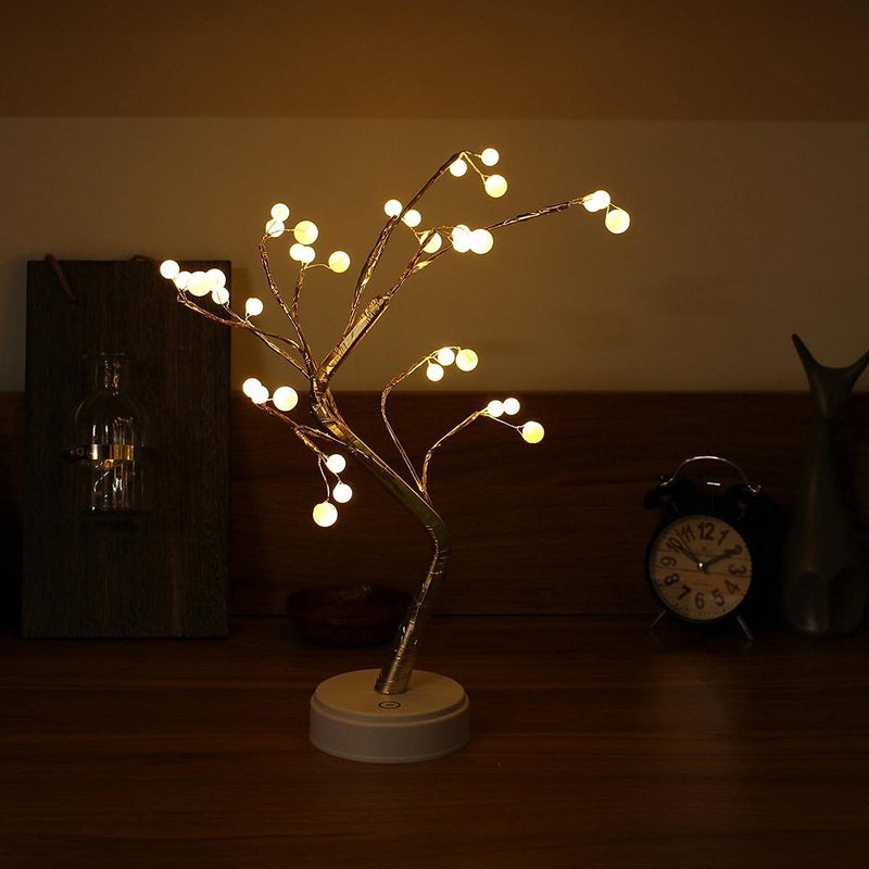 DCloud Hub Dcloud Bonsai Tree Light BatteryUSB Operated Night Light Artificial Tree with Pearls LED Great Decor for Bedroom Desktop Christmas Party Indoor - Image 1