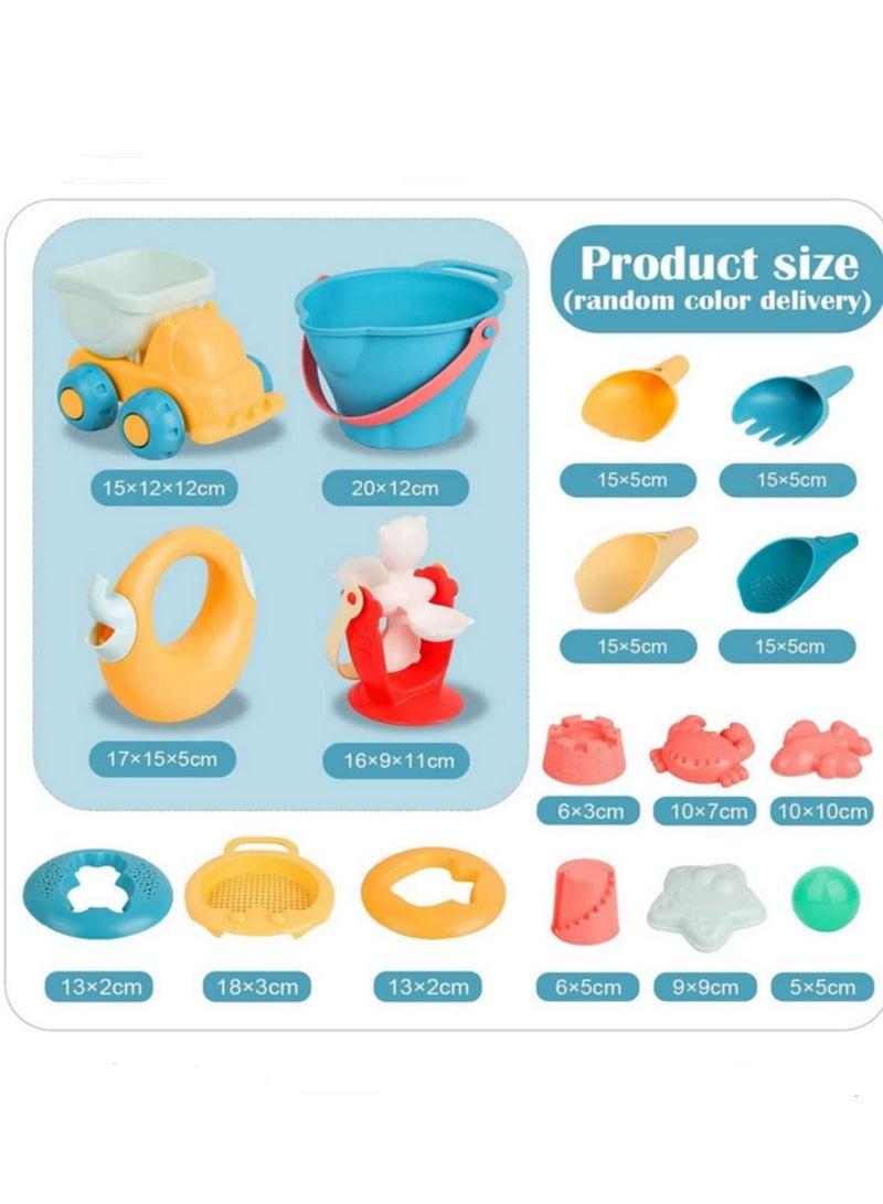 Beach Toys for Kids Gifts 17pcs Baby Beach Game Toys Children Sandbox Set Kit Summer Toys for Beach Play Sand Water Play Cart - Image 2