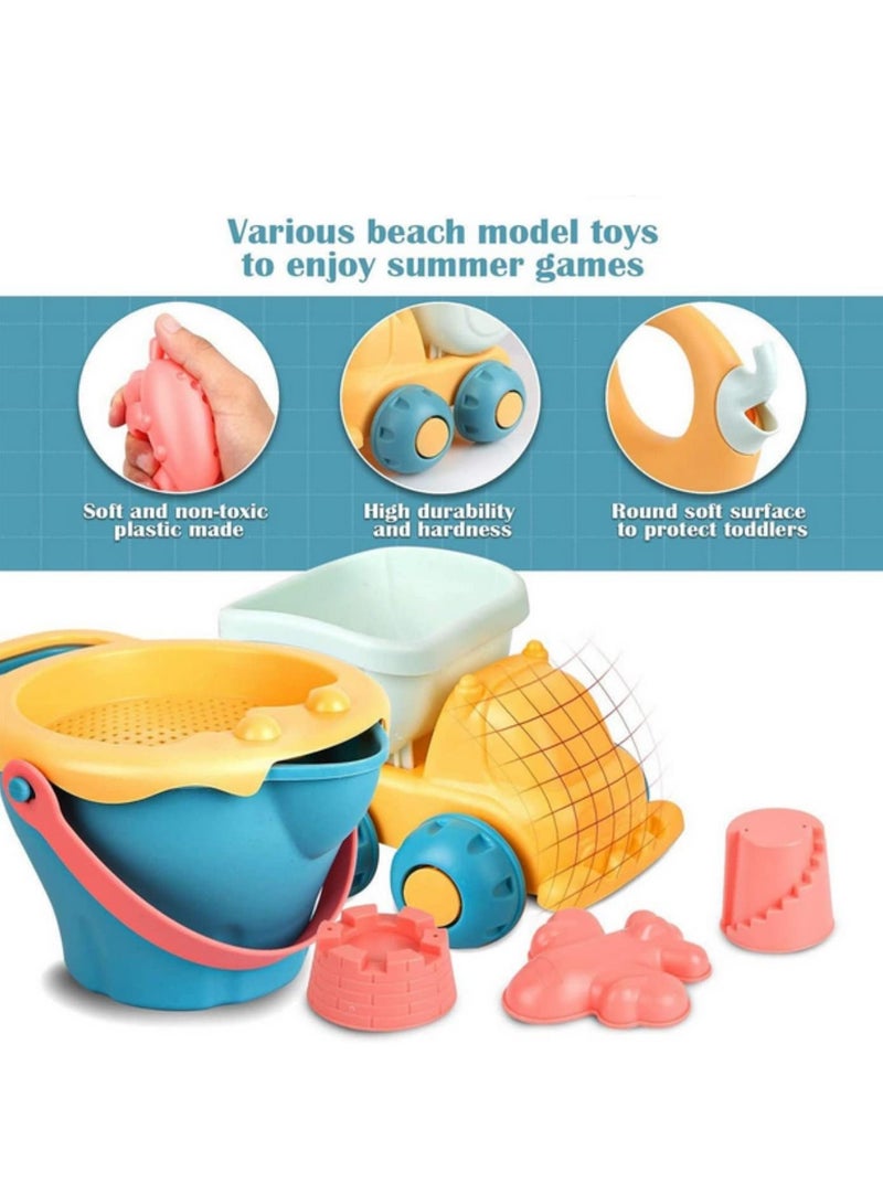 Beach Toys for Kids Gifts 17pcs Baby Beach Game Toys Children Sandbox Set Kit Summer Toys for Beach Play Sand Water Play Cart - Image 3