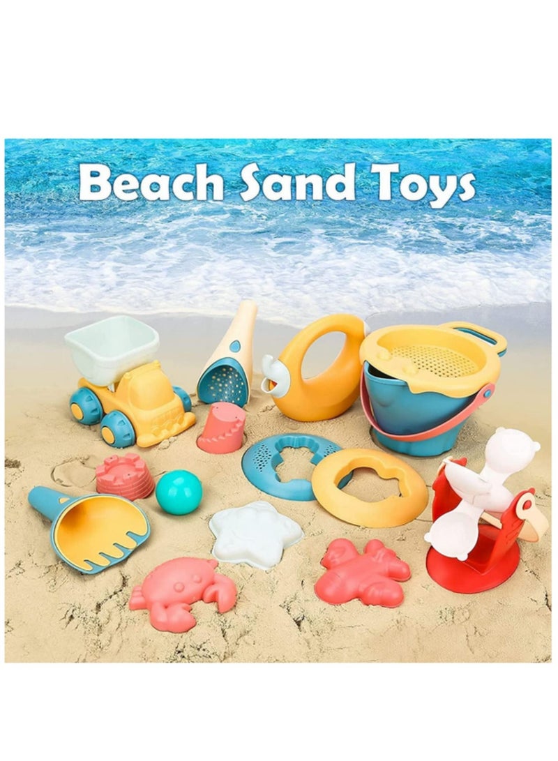 Beach Toys for Kids Gifts 17pcs Baby Beach Game Toys Children Sandbox Set Kit Summer Toys for Beach Play Sand Water Play Cart - Image 5