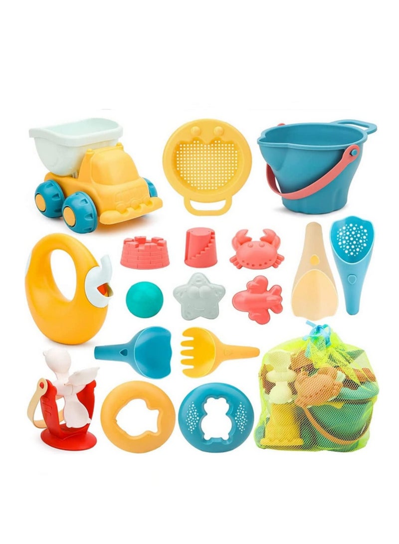 Beach Toys for Kids Gifts 17pcs Baby Beach Game Toys Children Sandbox Set Kit Summer Toys for Beach Play Sand Water Play Cart - Image 1