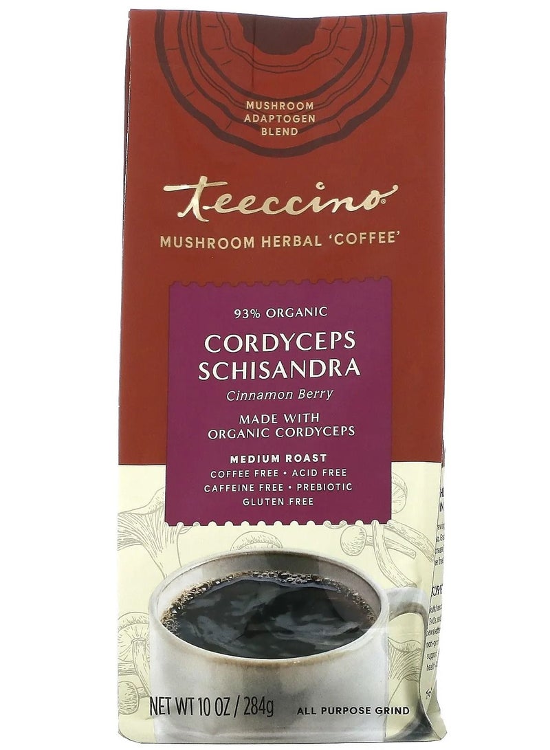 teeccino Mushroom Herbal Coffee Cinnamon Berry Medium Roast Caffeine Free 10 oz 284 g  - Image 1