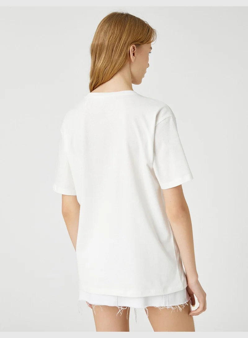 KOTON Crew Neck Regular Fit Printed Short Sleeve T-Shirt