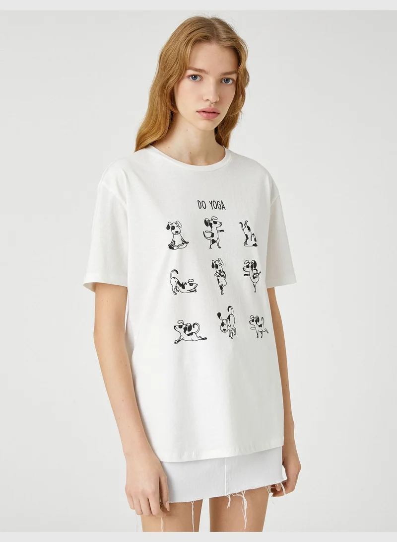 KOTON Crew Neck Regular Fit Printed Short Sleeve T-Shirt