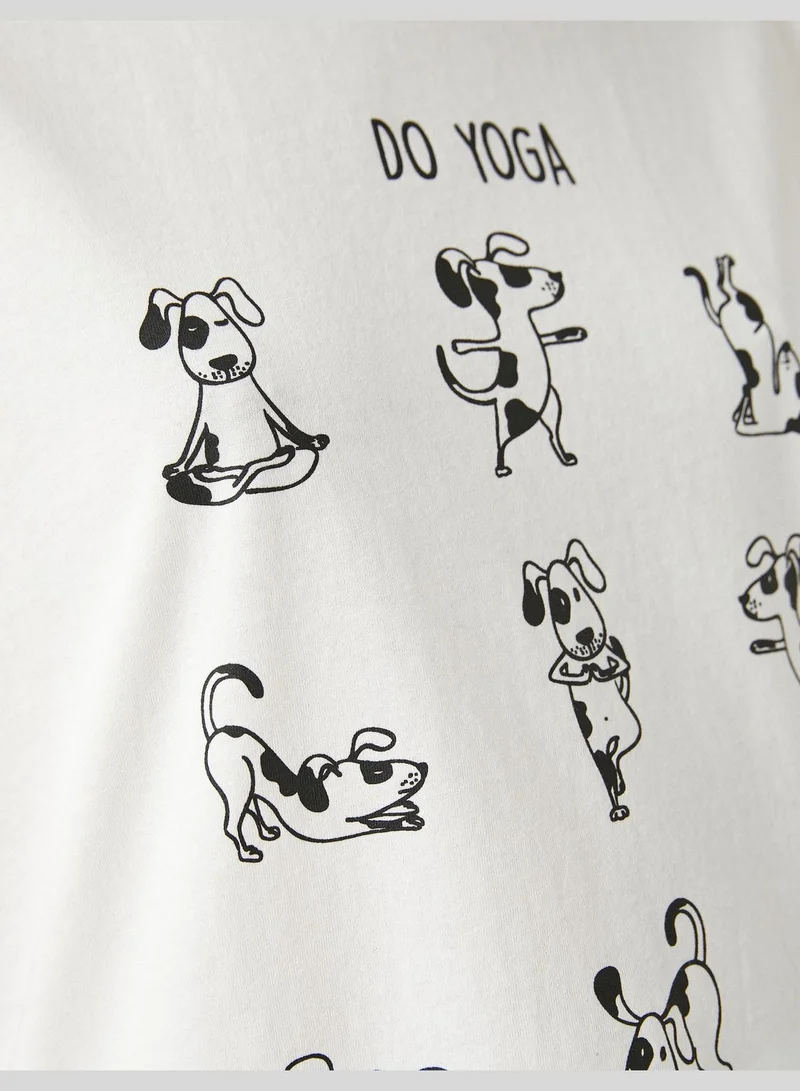 KOTON Crew Neck Regular Fit Printed Short Sleeve T-Shirt