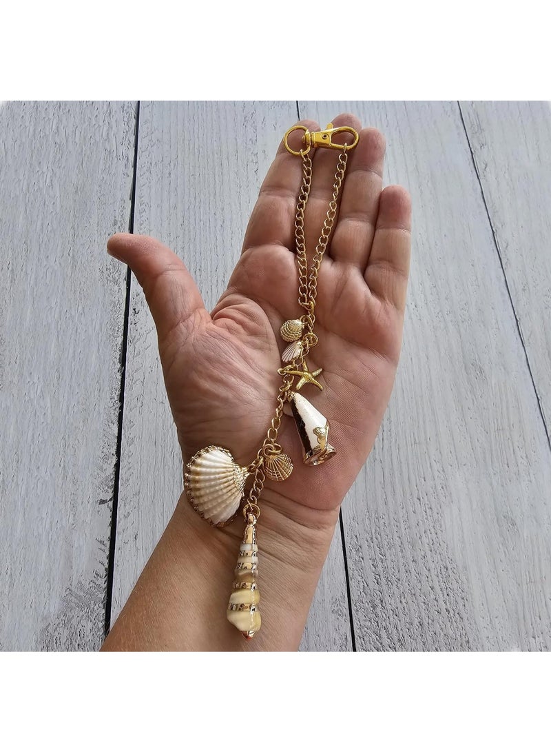 Sea Shells Car Decor,Cute Coastal Hanging Charm for Rear View Mirror, Boho Beach Themed Car Accessories,Hand-Made Starfish Conchas Aesthetic Ornament Pendant for Women - Image 4