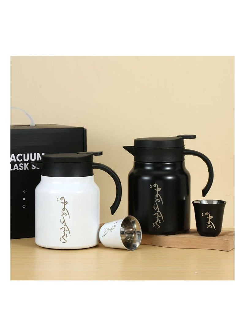 Apustim Arabic Coffee Thermos Stainless Steel Carrier - Complete Travel Set (1000ml Pot + 80ml Tea Cups x 2) - Ramadan Eid Al Fitr Eid Al Adha National Day Gift - Image 5