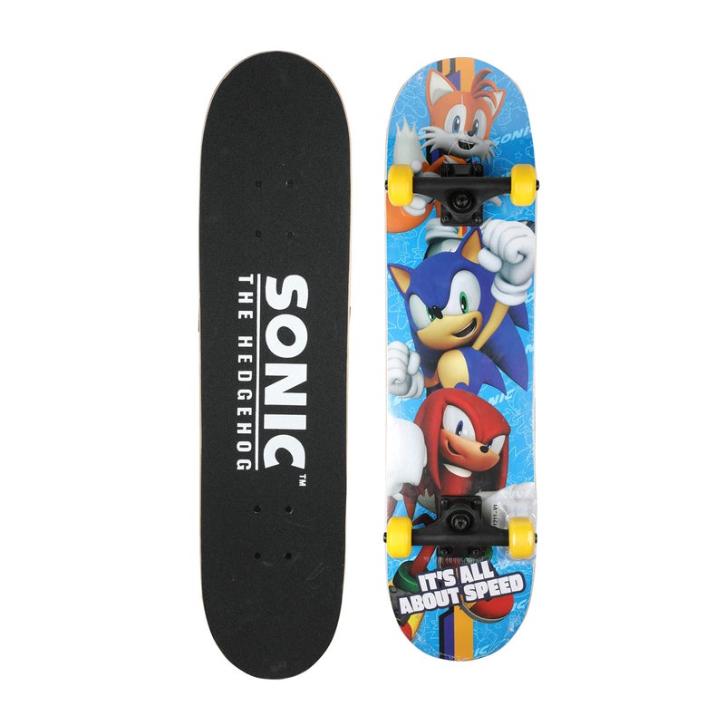 VOYAGER Sonic The Hedgehog 31 inch Skateboard, 9-ply Maple Desk Skate Board for Cruising, Carving, Tricks and Downhill - Image 1