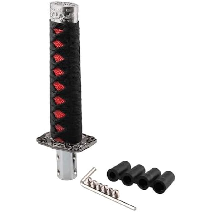 ريحني ناقل حركة Universal Katana Shifter Assassin: Samurai Sword Switch مع 4 محولات متوافق مع السيارات اليدوية معظم السيارات الأوتوماتيكية 156 مم مقبض أسود 156MMBKR 15 سم أسود - Image 1
