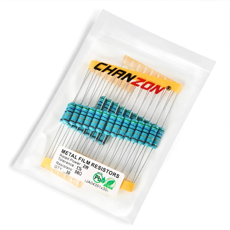 CHANZON 30pcs 2W 56 Ω ohm Metal Film Fixed Resistor 0.01 ±1% Tolerance 56R MF Through Hole Resistors Current Limiting Rohs Certificated - Image 3
