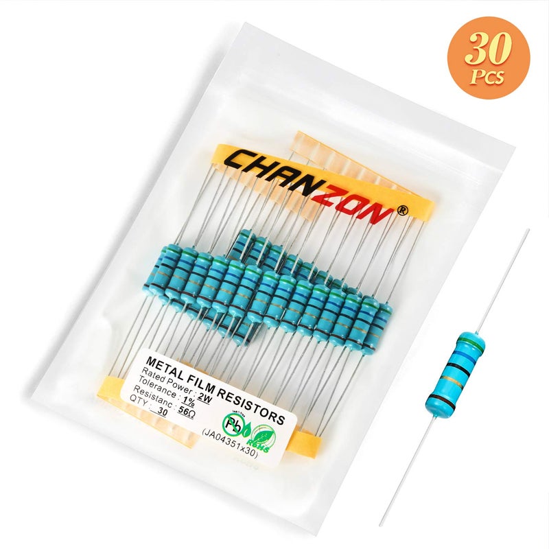 CHANZON 30pcs 2W 56 Ω ohm Metal Film Fixed Resistor 0.01 ±1% Tolerance 56R MF Through Hole Resistors Current Limiting Rohs Certificated - Image 5