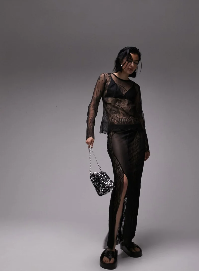TOPSHOP Mesh Tie Detail Top