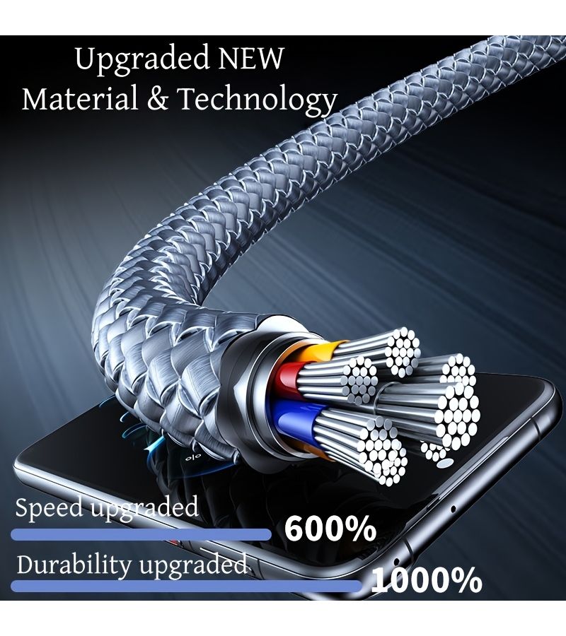 Braided 4 In 1 Fast Charging Cable 6.6ft USB C Micro USB For Android Apple - Image 4