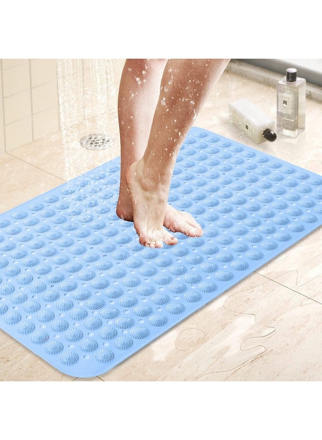Lifekrafts PVC Accu-Pebble Anti-Slip Bathroom Shower Mat (Blue, 88x58 cm) - Image 1