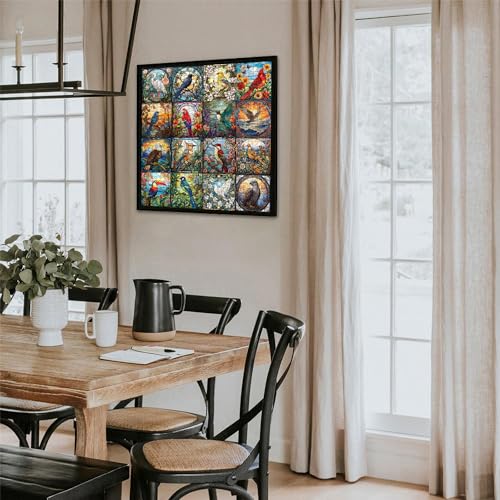 PICKFORU Stained Glass Puzzles for Adults 1000 Pieces, Bird Puzzles for Adults Flower with Cardinal Bird Parrot Hummingbird, Impossible Hard Challenging Jigsaw Puzzles for Adults - Image 5