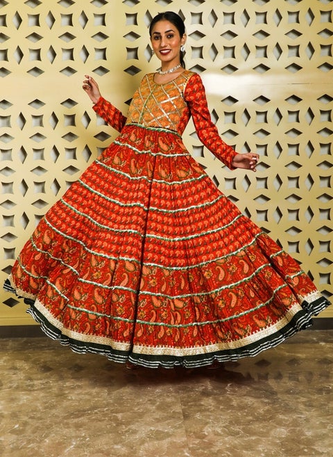 فستان ماكسي قطني مطبوع بنقوش عرقية للنساء