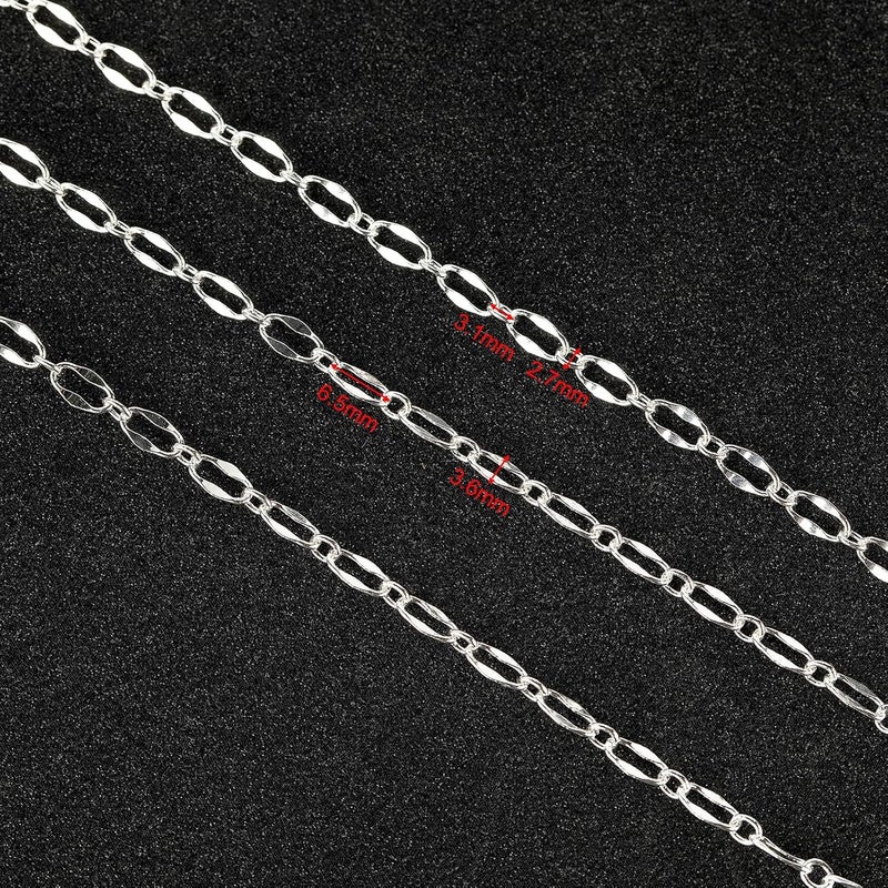 UMAOKANG 16.4 Feet Brass Chain for Jewelry Making Silver Plated Lip Chains Bulk Women Necklace Bracelet DIY Jewelry Supplies - Image 3