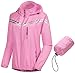CREATMO US Womens Cycling Raincoats Waterproof Running Windbreaker Biking Outdoor Lightweight Coat With Removable Hood Pink XL - Image 2