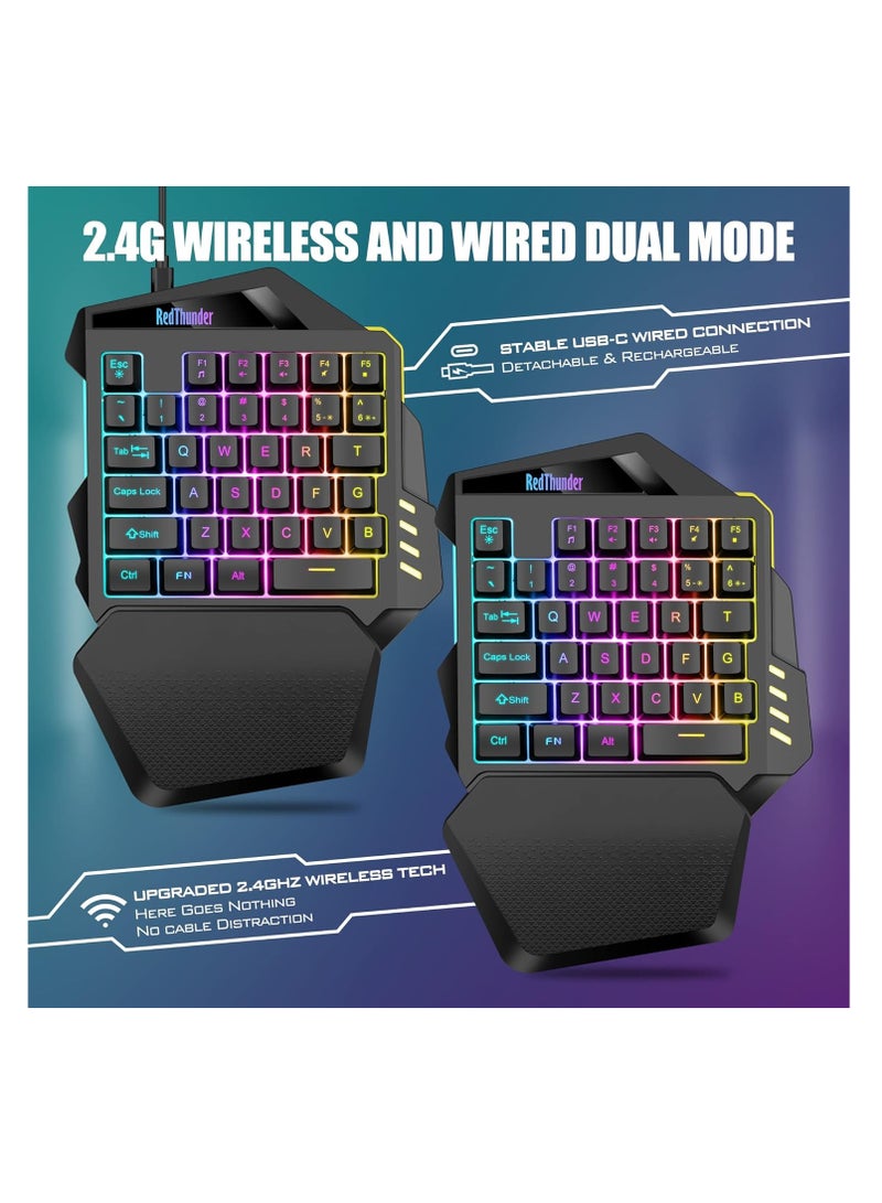 RedThunder Wireless One-Handed Gaming Keyboard, 2.4Ghz RGB Backlit Mini Gaming Keypad, Rechargeable 2000mAh Battery for PC Gamer  - Image 2
