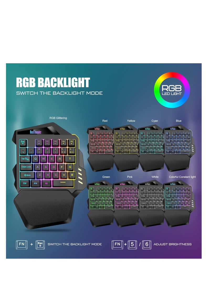 RedThunder Wireless One-Handed Gaming Keyboard, 2.4Ghz RGB Backlit Mini Gaming Keypad, Rechargeable 2000mAh Battery for PC Gamer  - Image 3