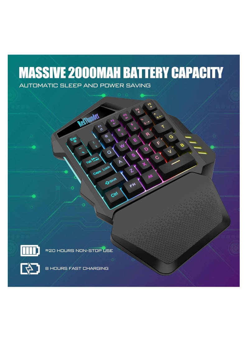 RedThunder Wireless One-Handed Gaming Keyboard, 2.4Ghz RGB Backlit Mini Gaming Keypad, Rechargeable 2000mAh Battery for PC Gamer  - Image 4