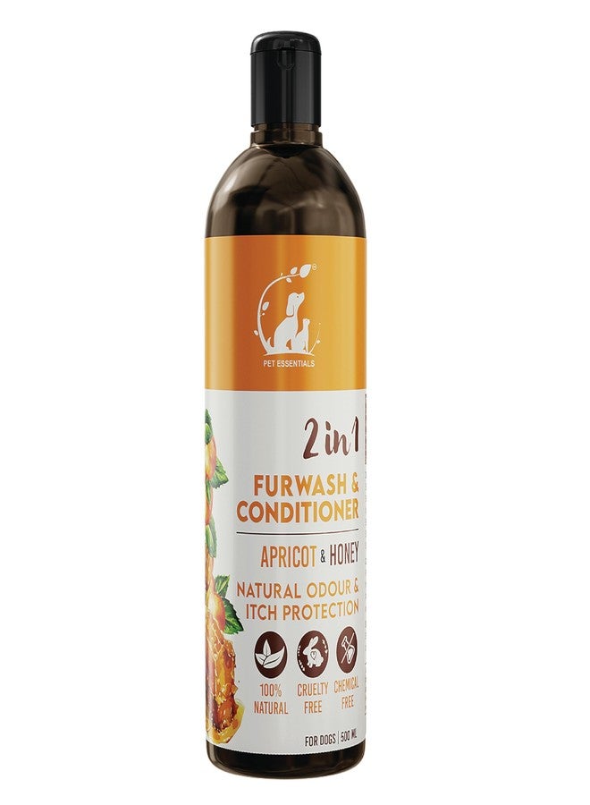 PET ESSENTIALS 2 In1 Dog Shampoo & Conditioner - Apricot & Raw Honey Natural Furwash for Odour Control & Itch Relief | Ayurvedic | Cruelty-Free | Suitable for All Breeds (500ML) - Image 1