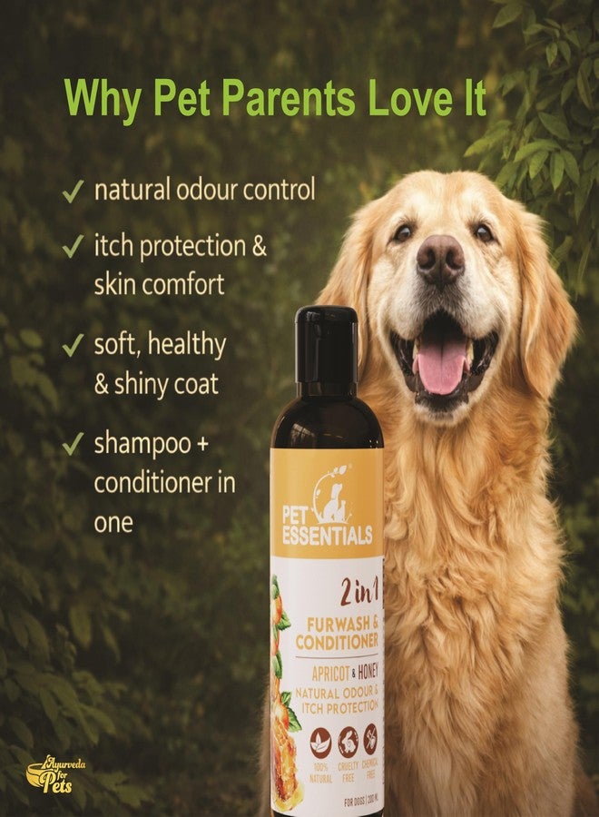 PET ESSENTIALS 2 In1 Dog Shampoo & Conditioner - Apricot & Raw Honey Natural Furwash for Odour Control & Itch Relief | Ayurvedic | Cruelty-Free | Suitable for All Breeds (500ML) - Image 4