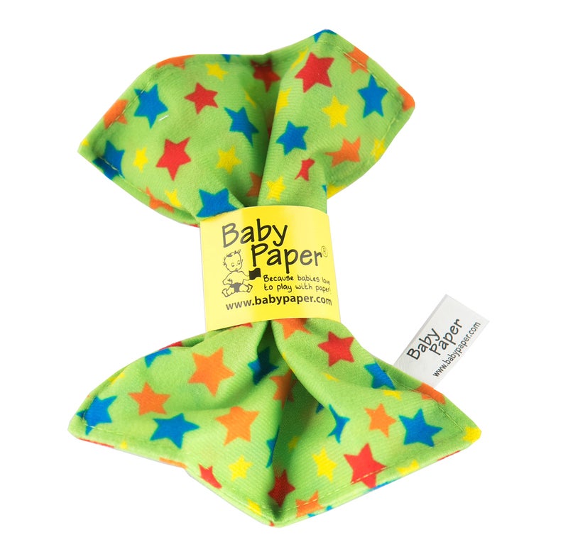 Baby Paper Original Baby Paper - Crinkle Teether and Sensory Toy for Babies and Infants | Green with Stars | Non-Toxic, Washable | Great for Baby Showers - Image 5
