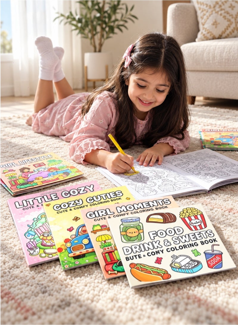 Yoawllty Coloring Book 4Pcs for Teens: Square Art Coloring Book with Super Cute Animal & Goods Characters, Ideal for Relaxation & Stress Relief - Image 1