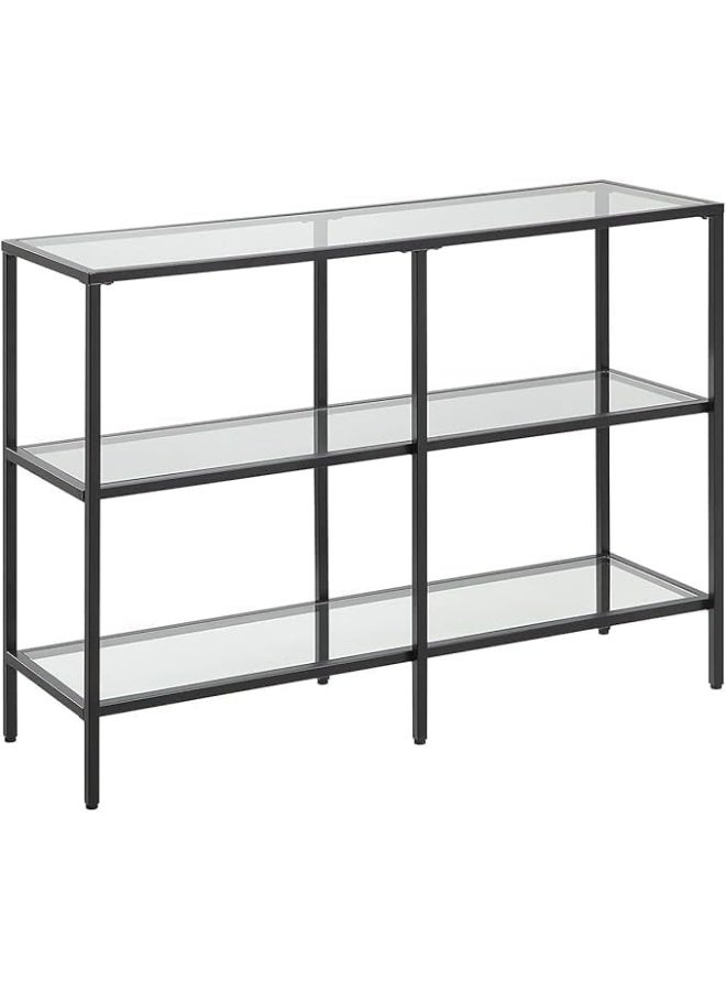 YINZUO Modern Clear Glass Table Set Black Metal Frame Console Table, Coffee Table & End Table Minimalist Living Room Furniture Set for Home & Office - Image 5